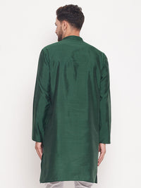 Thumbnail for VM by Vastramay Men's Green Silk Blend Kurta - Distacart