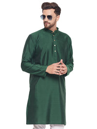 Thumbnail for VM by Vastramay Men's Green Silk Blend Kurta - Distacart