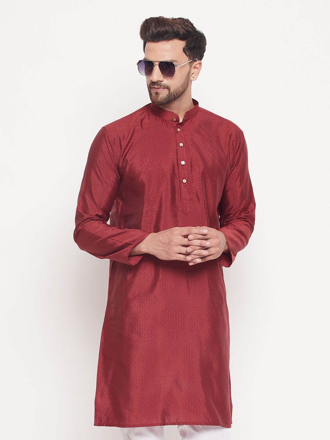 VM by Vastramay Men's Maroon Silk Blend Kurta - Distacart
