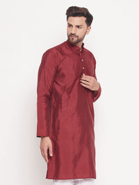 Thumbnail for VM by Vastramay Men's Maroon Silk Blend Kurta - Distacart