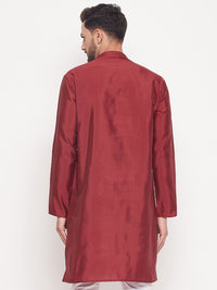 Thumbnail for VM by Vastramay Men's Maroon Silk Blend Kurta - Distacart