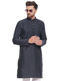 Thumbnail for VM by Vastramay Men's Navy Blue Silk Blend Kurta - Distacart