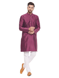 Thumbnail for VM by Vastramay Men's Purple And White Silk Blend Kurta Pyjama Set - Distacart