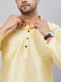 Thumbnail for VM by Vastramay Men's Beige And Cream Silk Blend Kurta Pyjama Set - Distacart