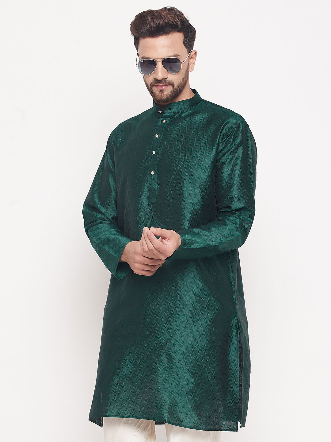 VM by Vastramay Men's Green Silk Blend Kurta - Distacart