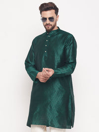 Thumbnail for VM by Vastramay Men's Green Silk Blend Kurta - Distacart
