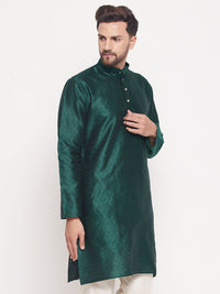 Thumbnail for VM by Vastramay Men's Green Silk Blend Kurta - Distacart