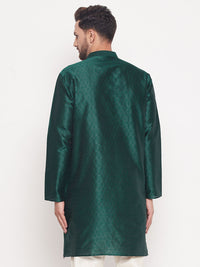 Thumbnail for VM by Vastramay Men's Green Silk Blend Kurta - Distacart