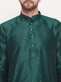 Thumbnail for VM by Vastramay Men's Green Silk Blend Kurta - Distacart