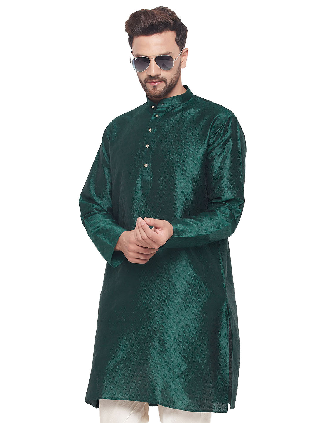 VM by Vastramay Men's Green Silk Blend Kurta - Distacart