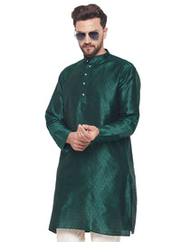 Thumbnail for VM by Vastramay Men's Green Silk Blend Kurta - Distacart