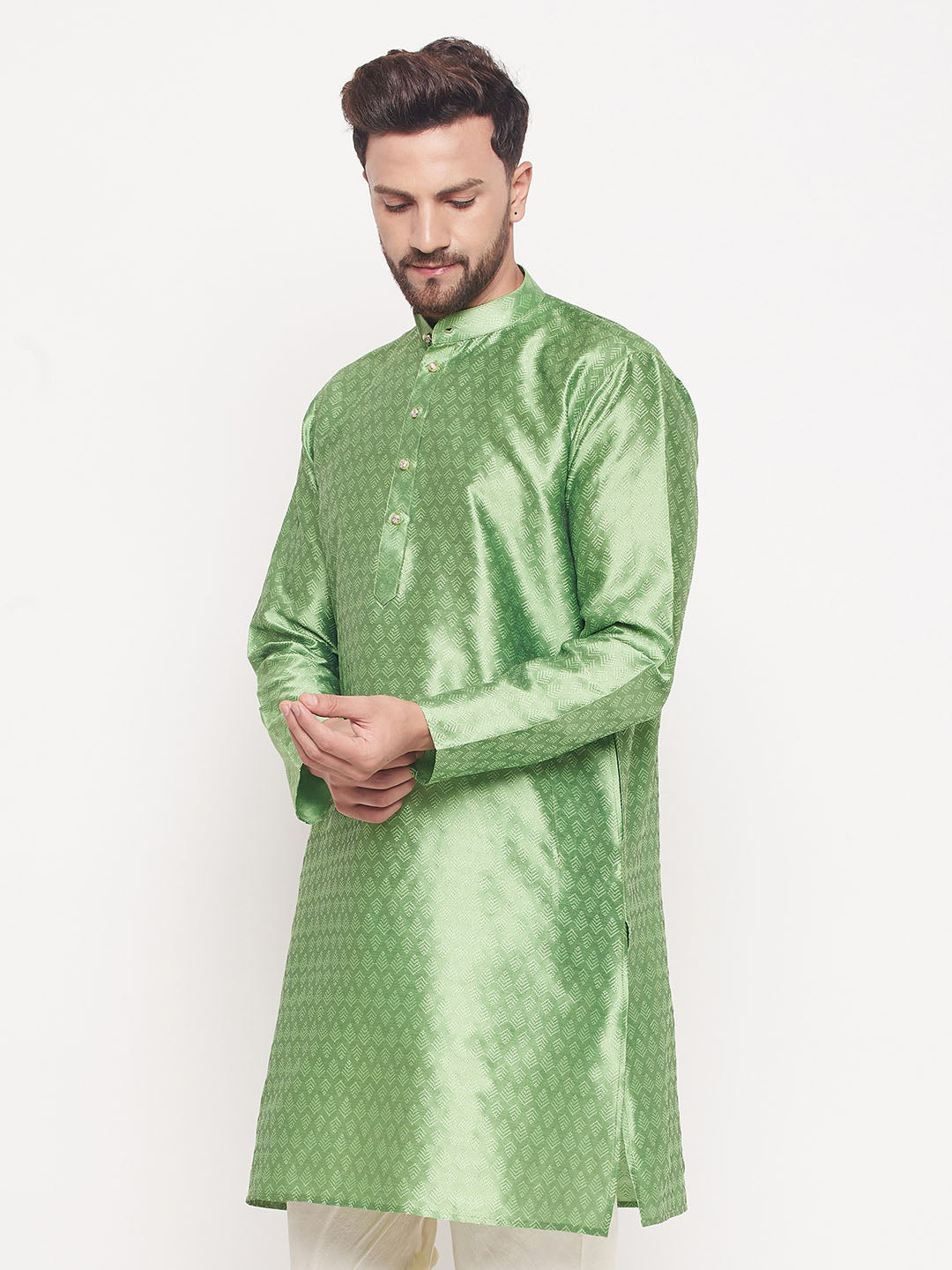 VM by Vastramay Men's Mint Green Silk Blend Kurta - Distacart