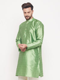 Thumbnail for VM by Vastramay Men's Mint Green Silk Blend Kurta - Distacart