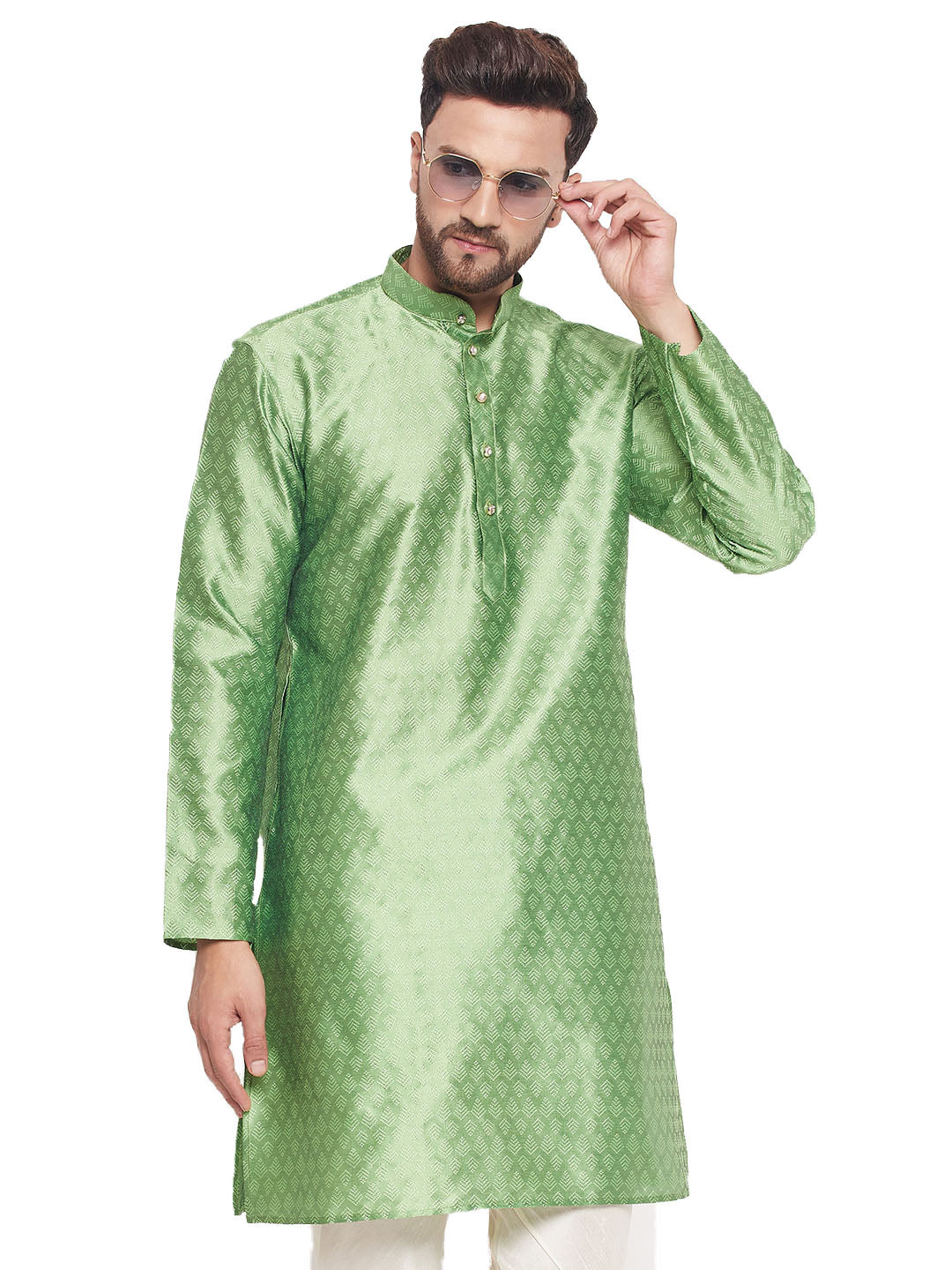 VM by Vastramay Men's Mint Green Silk Blend Kurta - Distacart