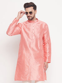 Thumbnail for VM by Vastramay Men's Pink Silk Blend Kurta - Distacart