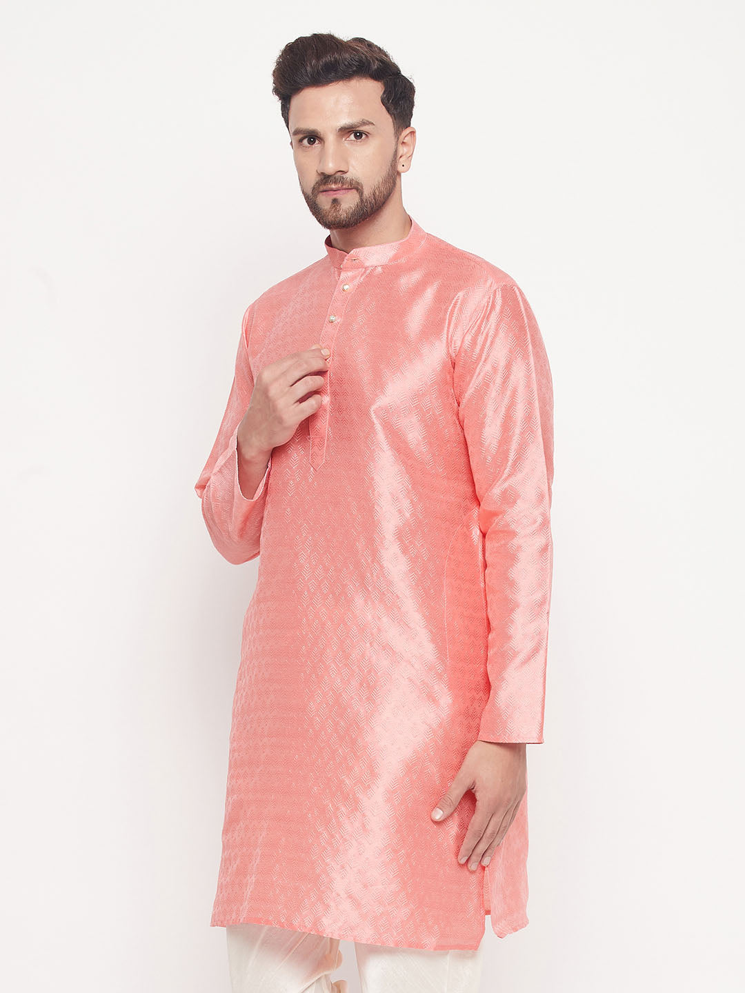 VM by Vastramay Men's Pink Silk Blend Kurta - Distacart
