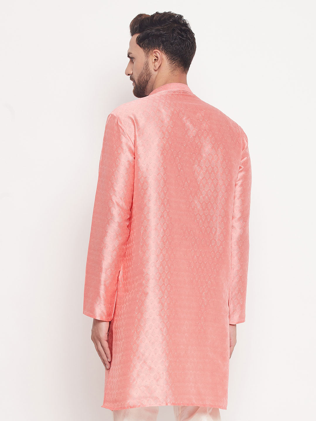 VM by Vastramay Men's Pink Silk Blend Kurta - Distacart