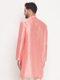 Thumbnail for VM by Vastramay Men's Pink Silk Blend Kurta - Distacart