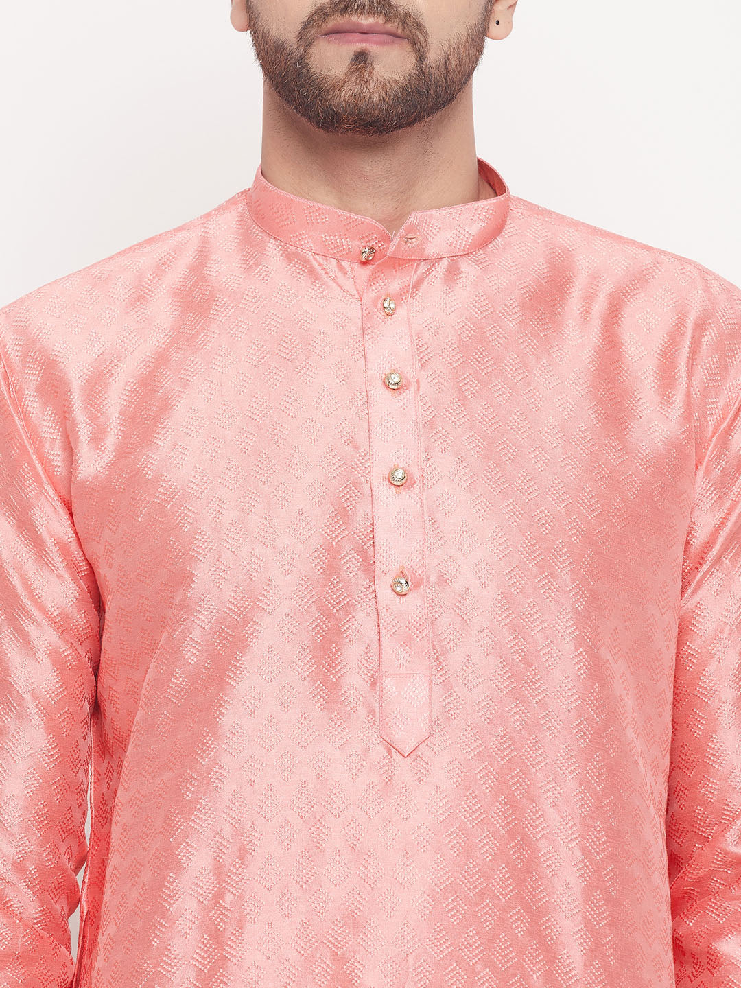 VM by Vastramay Men's Pink Silk Blend Kurta - Distacart