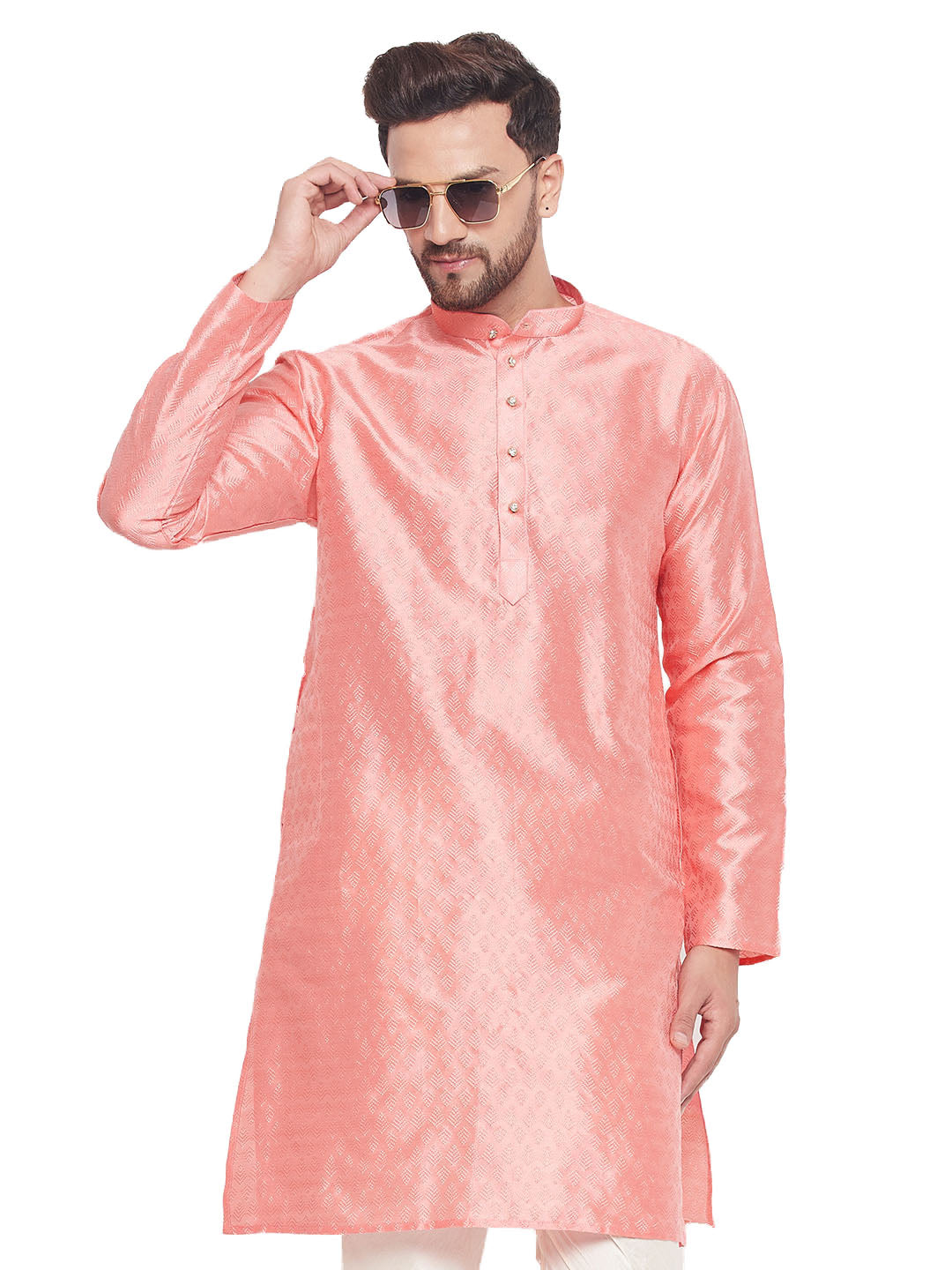 VM by Vastramay Men's Pink Silk Blend Kurta - Distacart