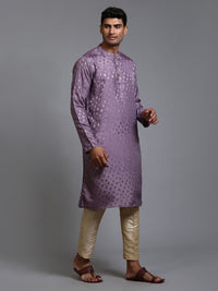 Thumbnail for VM by Vastramay Men's Purple And Gold Silk Blend Kurta Pyjama Set - Distacart