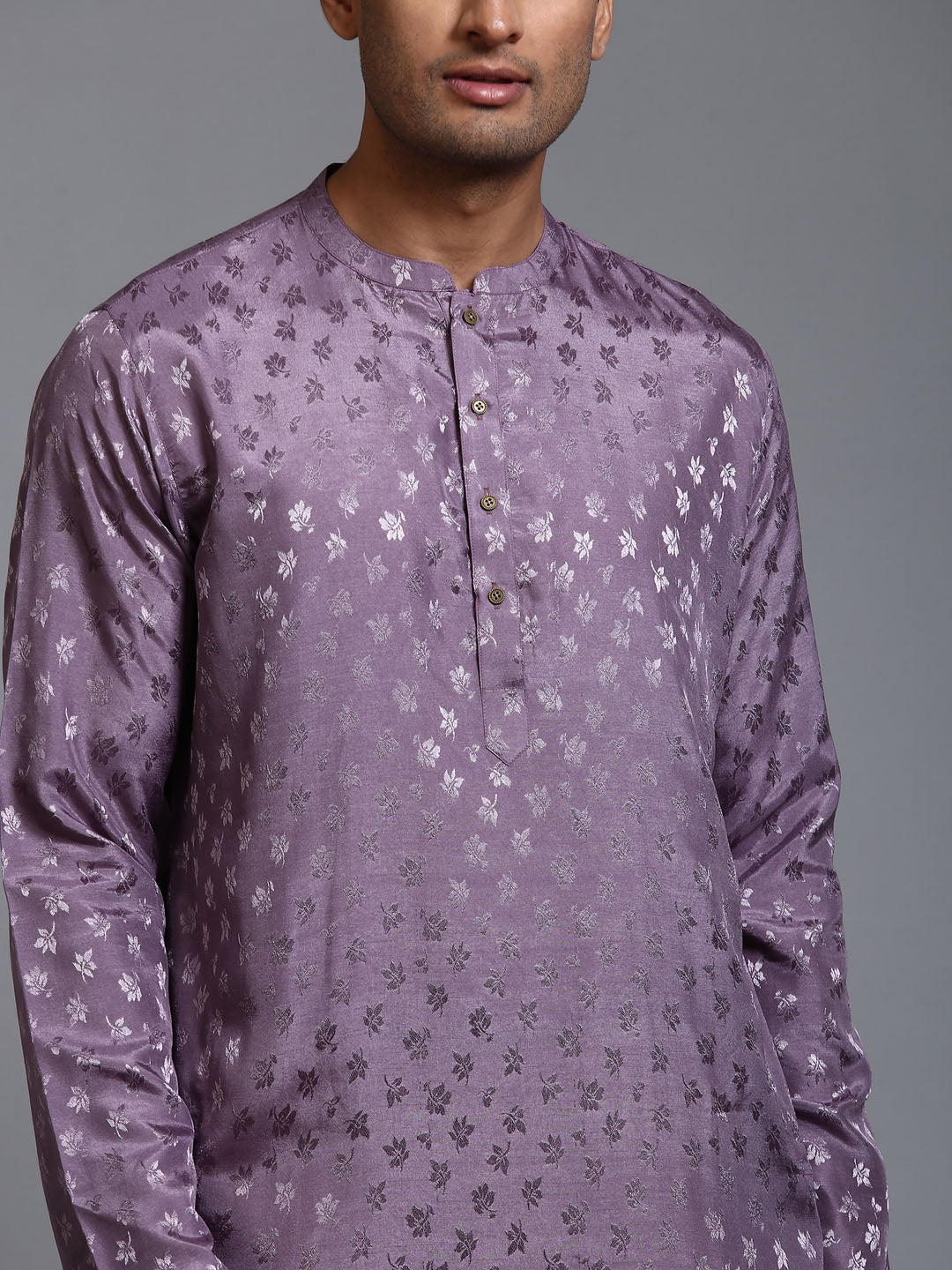 VM by Vastramay Men's Purple And Gold Silk Blend Kurta Pyjama Set - Distacart