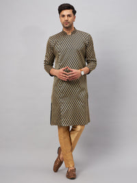 Thumbnail for VM by Vastramay Men's Black And Rose Gold Silk Blend Kurta Pyjama Set - Distacart