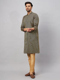 Thumbnail for VM by Vastramay Men's Black And Rose Gold Silk Blend Kurta Pyjama Set - Distacart