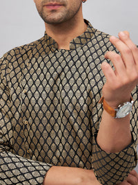 Thumbnail for VM by Vastramay Men's Black And Rose Gold Silk Blend Kurta Pyjama Set - Distacart