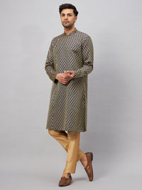 Thumbnail for VM by Vastramay Men's Blue And Rose Gold Silk Blend Kurta Pyjama Set - Distacart
