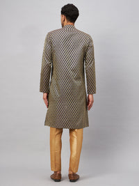 Thumbnail for VM by Vastramay Men's Blue And Rose Gold Silk Blend Kurta Pyjama Set - Distacart