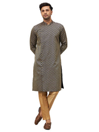 Thumbnail for VM by Vastramay Men's Blue And Rose Gold Silk Blend Kurta Pyjama Set - Distacart