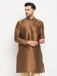 Thumbnail for VM by Vastramay Men's Brown Silk Blend Kurta - Distacart