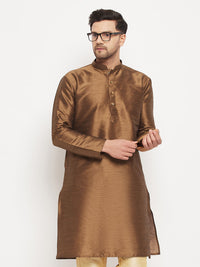 Thumbnail for VM by Vastramay Men's Brown Silk Blend Kurta - Distacart