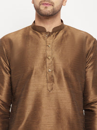 Thumbnail for VM by Vastramay Men's Brown Silk Blend Kurta - Distacart