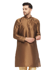 Thumbnail for VM by Vastramay Men's Brown Silk Blend Kurta - Distacart