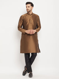 Thumbnail for VM by Vastramay Men's Black Silk Blend Kurta Pyjama Set - Distacart