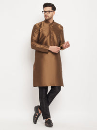 Thumbnail for VM by Vastramay Men's Black Silk Blend Kurta Pyjama Set - Distacart