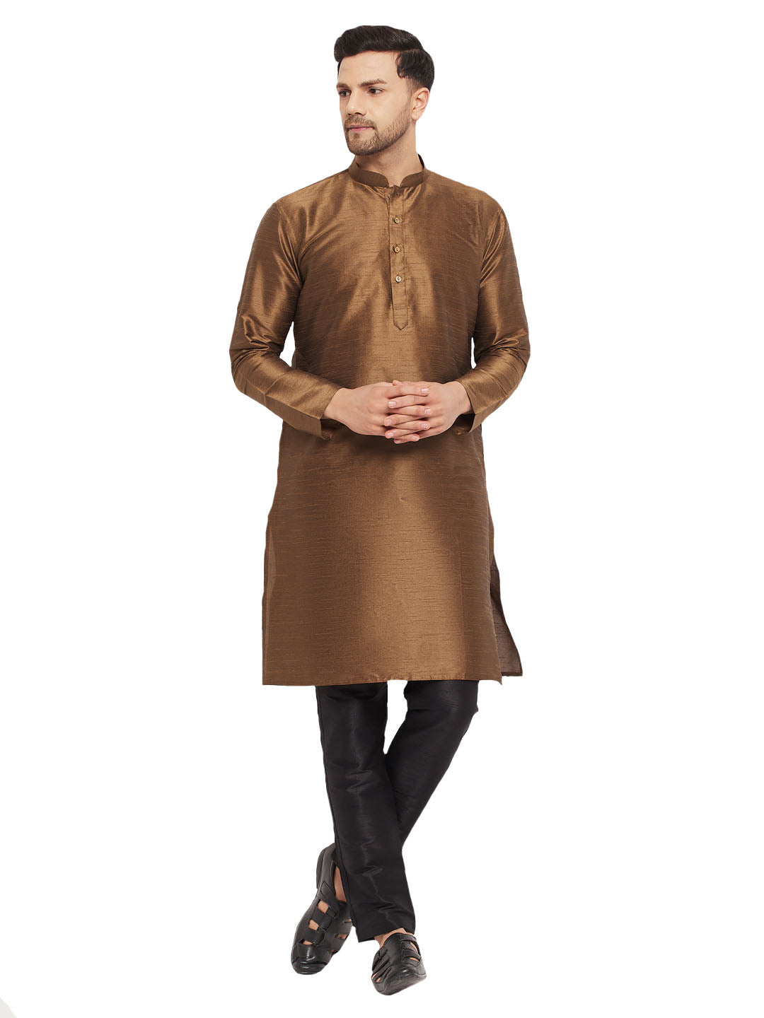 VM by Vastramay Men's Black Silk Blend Kurta Pyjama Set - Distacart