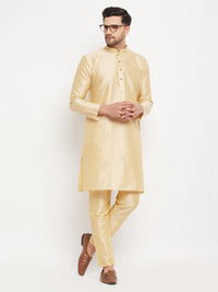 Thumbnail for VM by Vastramay Men's Gold Silk Blend Kurta Pyjama Set - Distacart