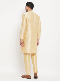 Thumbnail for VM by Vastramay Men's Gold Silk Blend Kurta Pyjama Set - Distacart