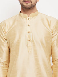 Thumbnail for VM by Vastramay Men's Gold Silk Blend Kurta Pyjama Set - Distacart