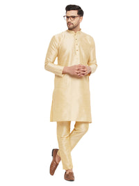Thumbnail for VM by Vastramay Men's Gold Silk Blend Kurta Pyjama Set - Distacart