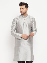 Thumbnail for VM by Vastramay Men's Grey Silk Blend Kurta - Distacart