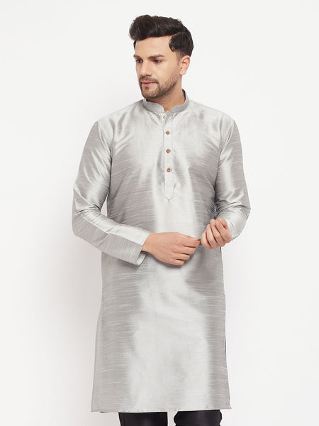 VM by Vastramay Men's Grey Silk Blend Kurta - Distacart
