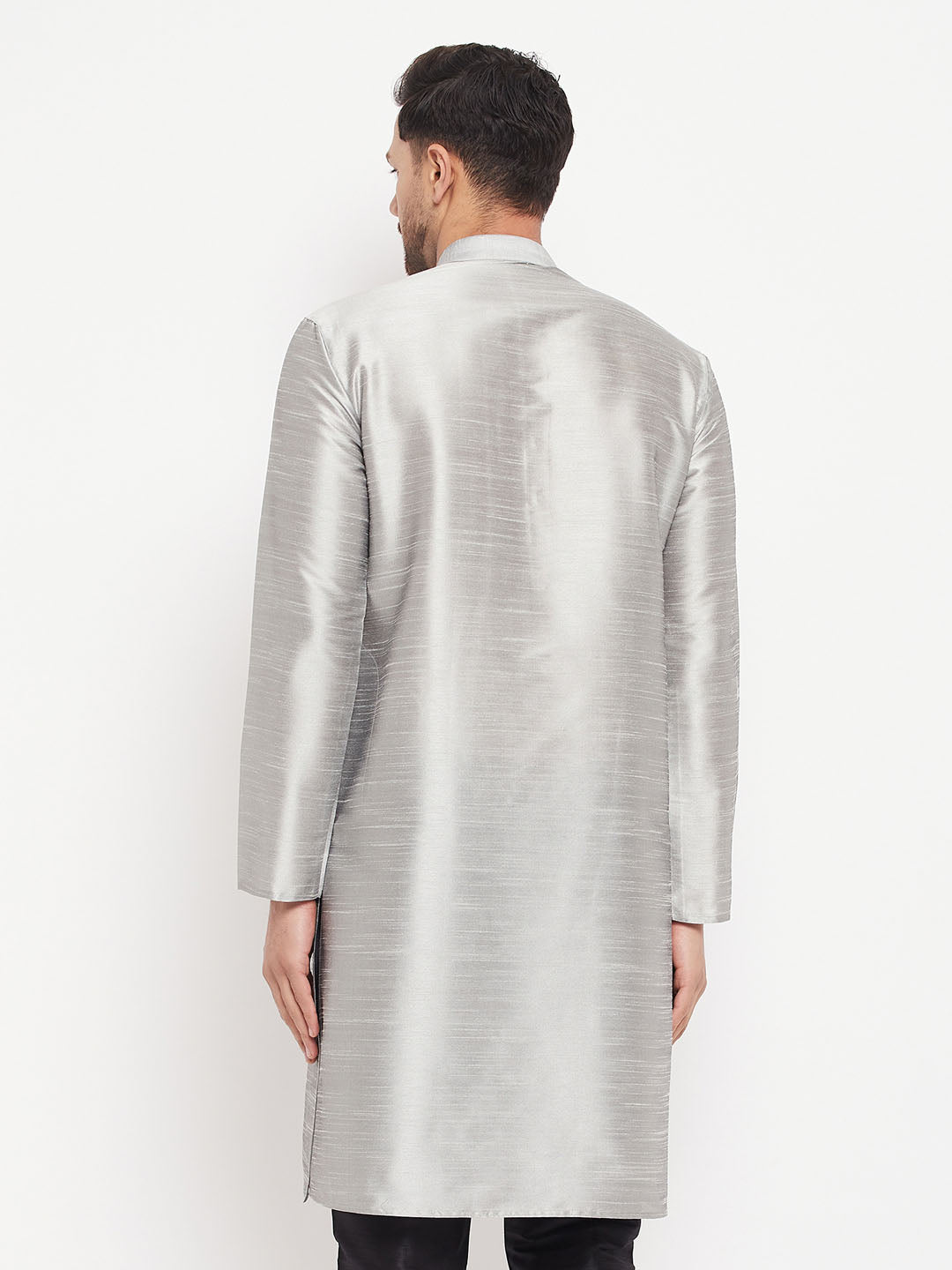 VM by Vastramay Men's Grey Silk Blend Kurta - Distacart