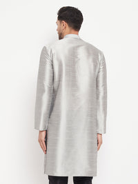Thumbnail for VM by Vastramay Men's Grey Silk Blend Kurta - Distacart