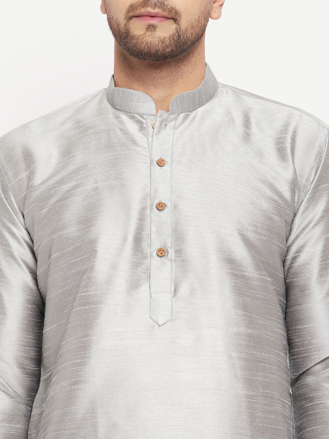 VM by Vastramay Men's Grey Silk Blend Kurta - Distacart