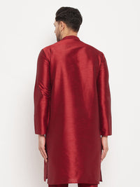 Thumbnail for VM by Vastramay Men's Maroon Silk Blend Kurta - Distacart