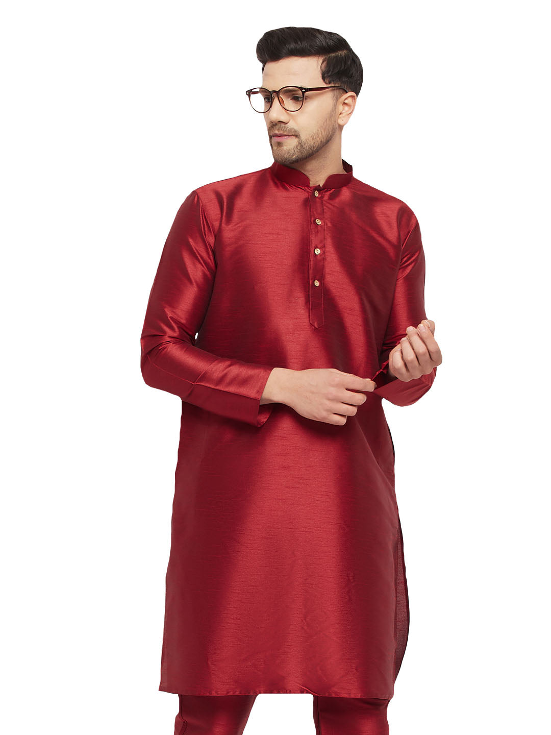 VM by Vastramay Men's Maroon Silk Blend Kurta - Distacart